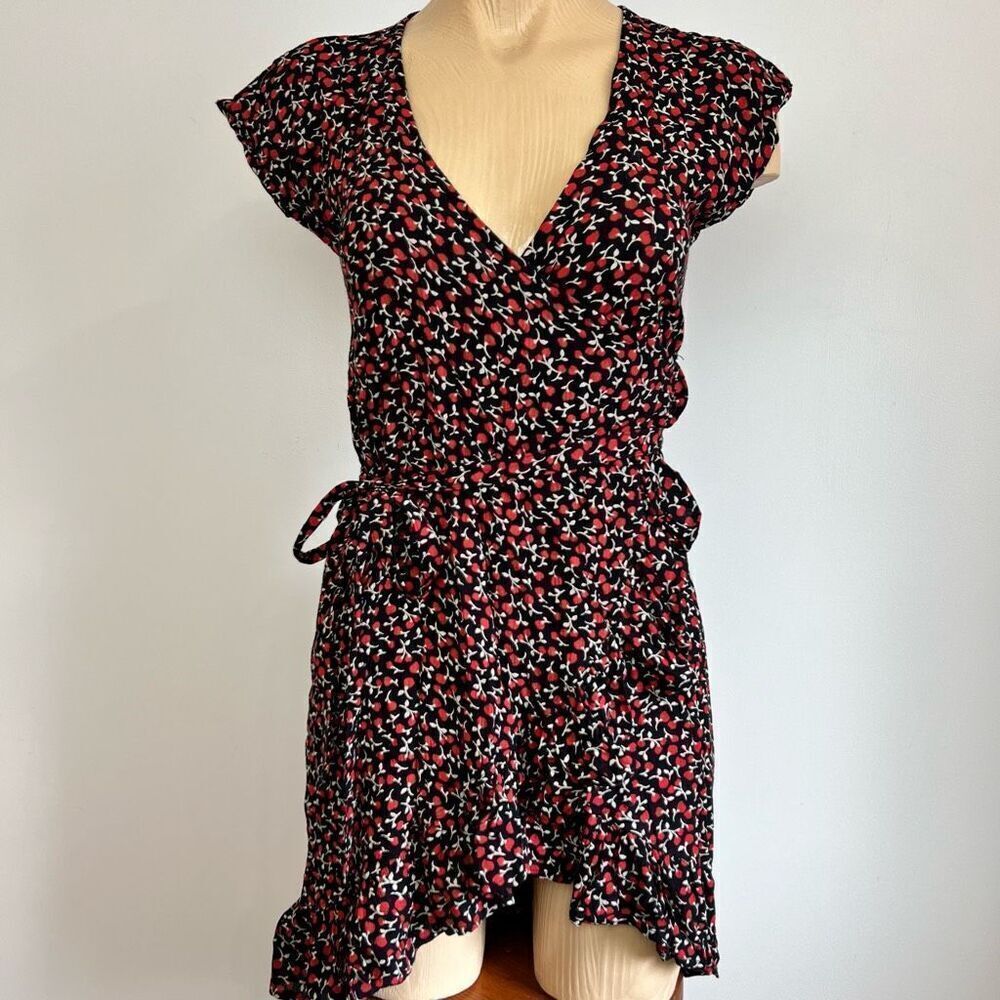Tropiks Swimwear Women’s XS Floral Short Sleeve Asymmetrical Cover Up Dress NWT
